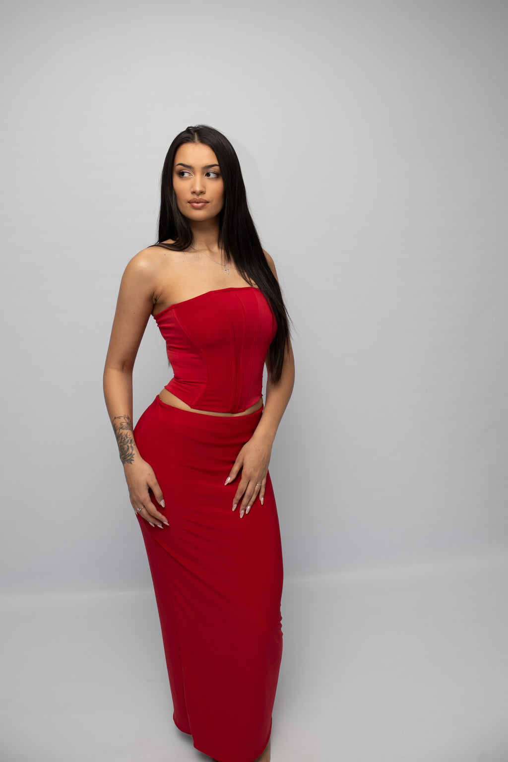 rose red corset co-ord