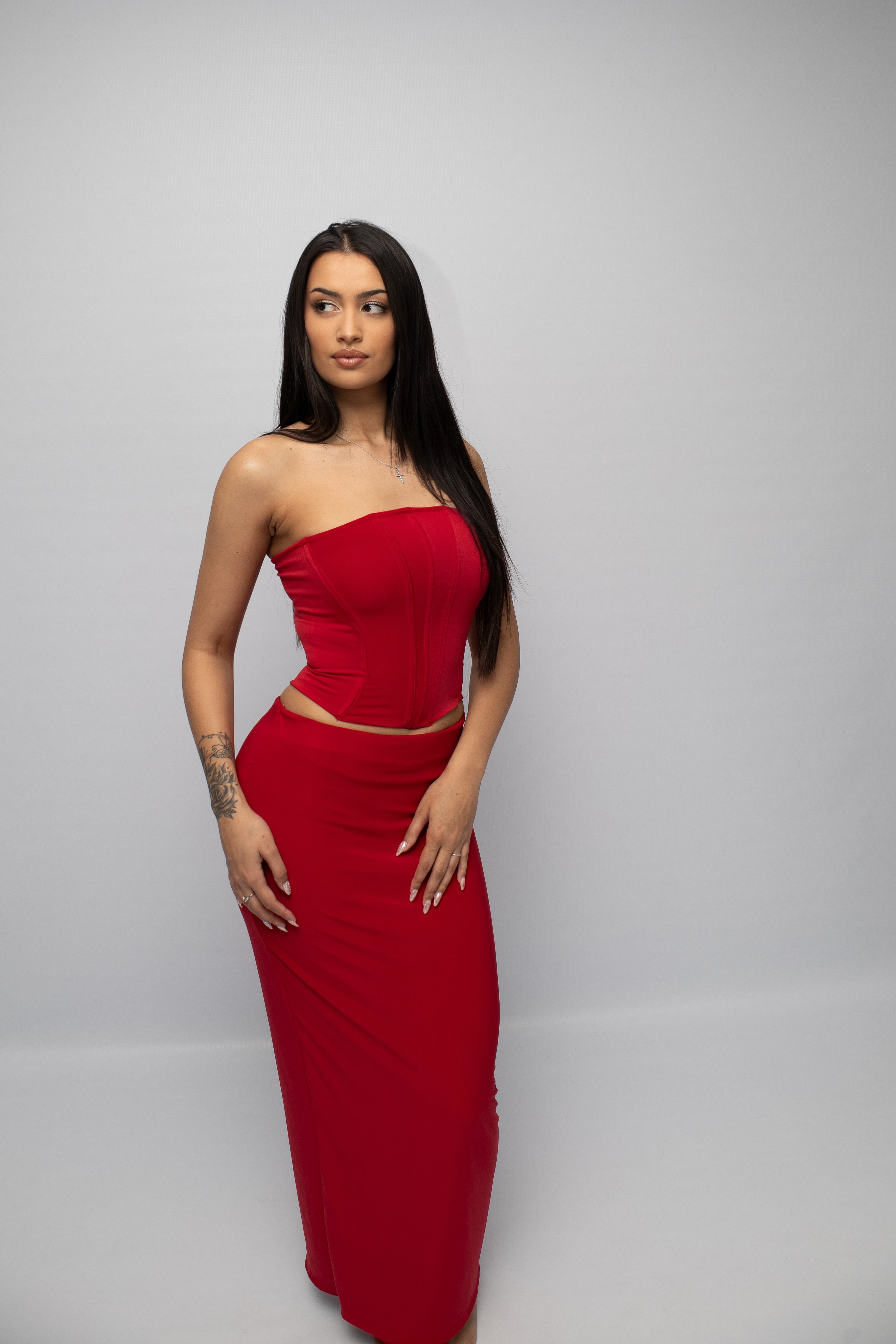 rose red corset co-ord