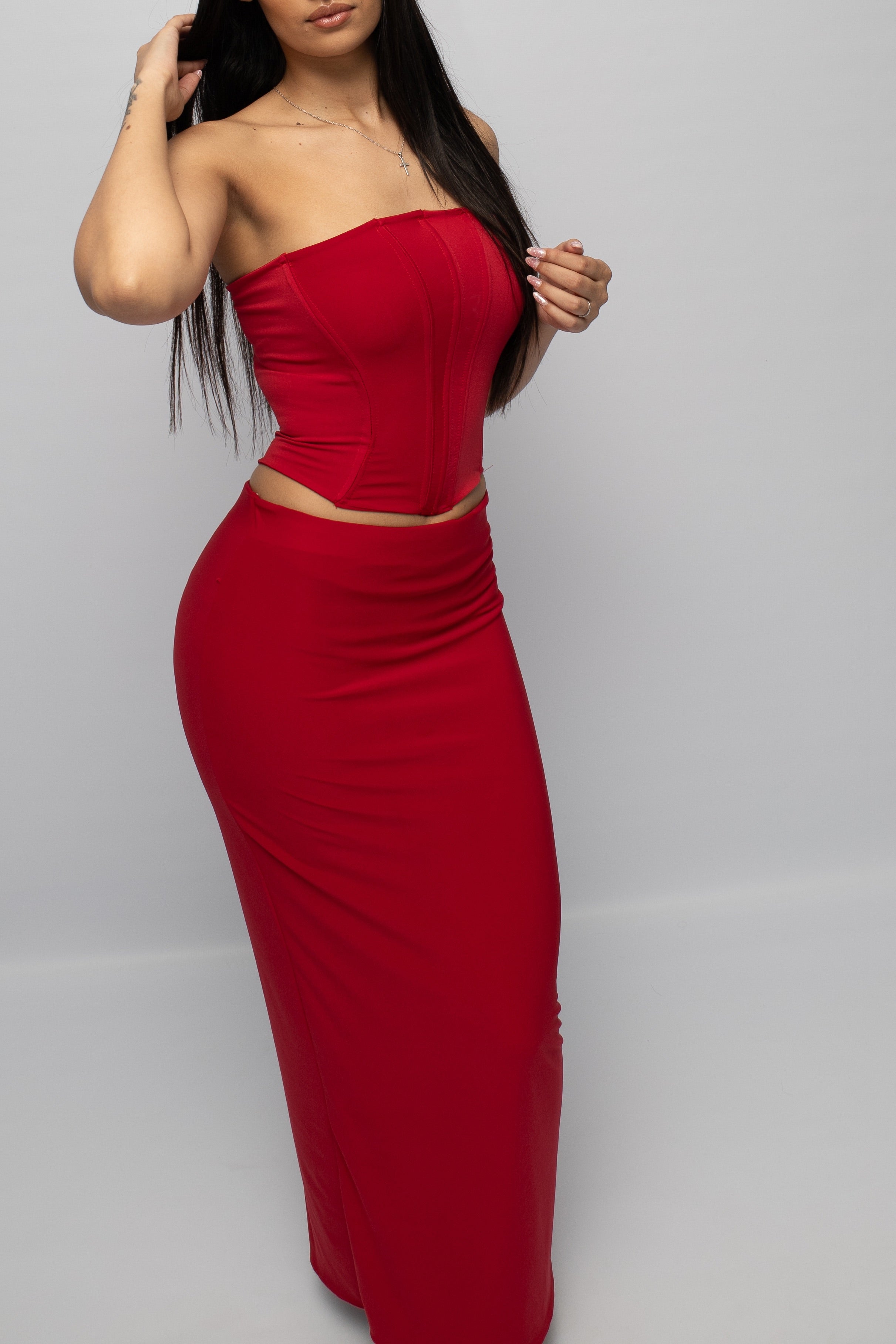 rose red corset co-ord