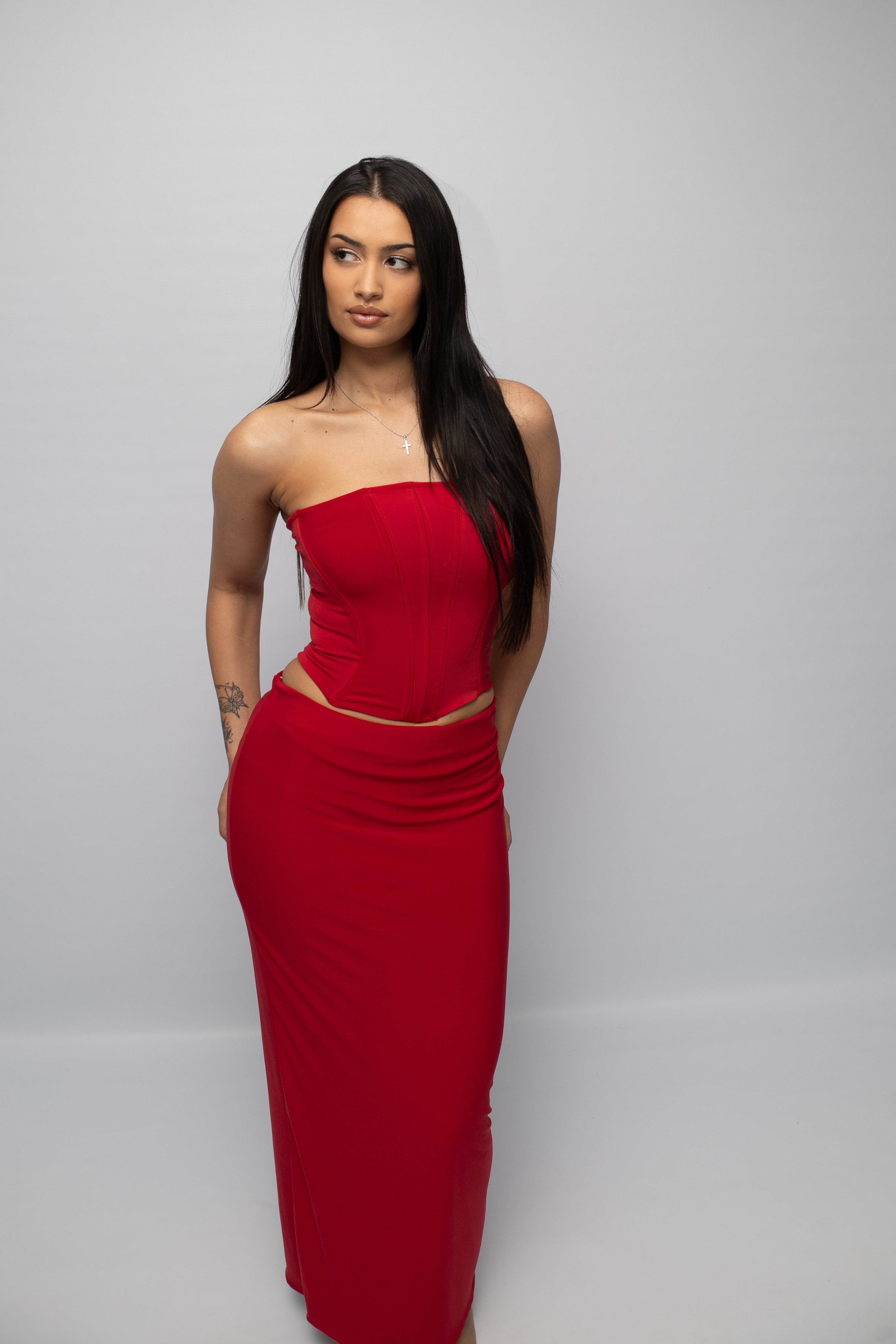 rose red corset co-ord