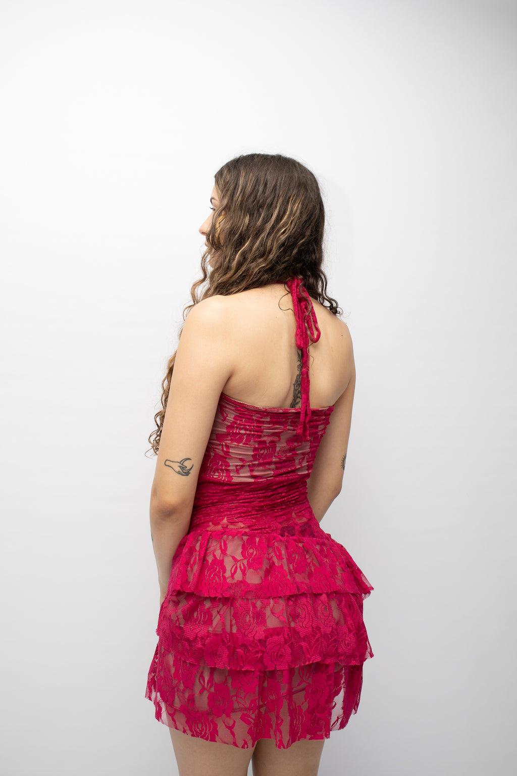 Mini vintage lace dress .