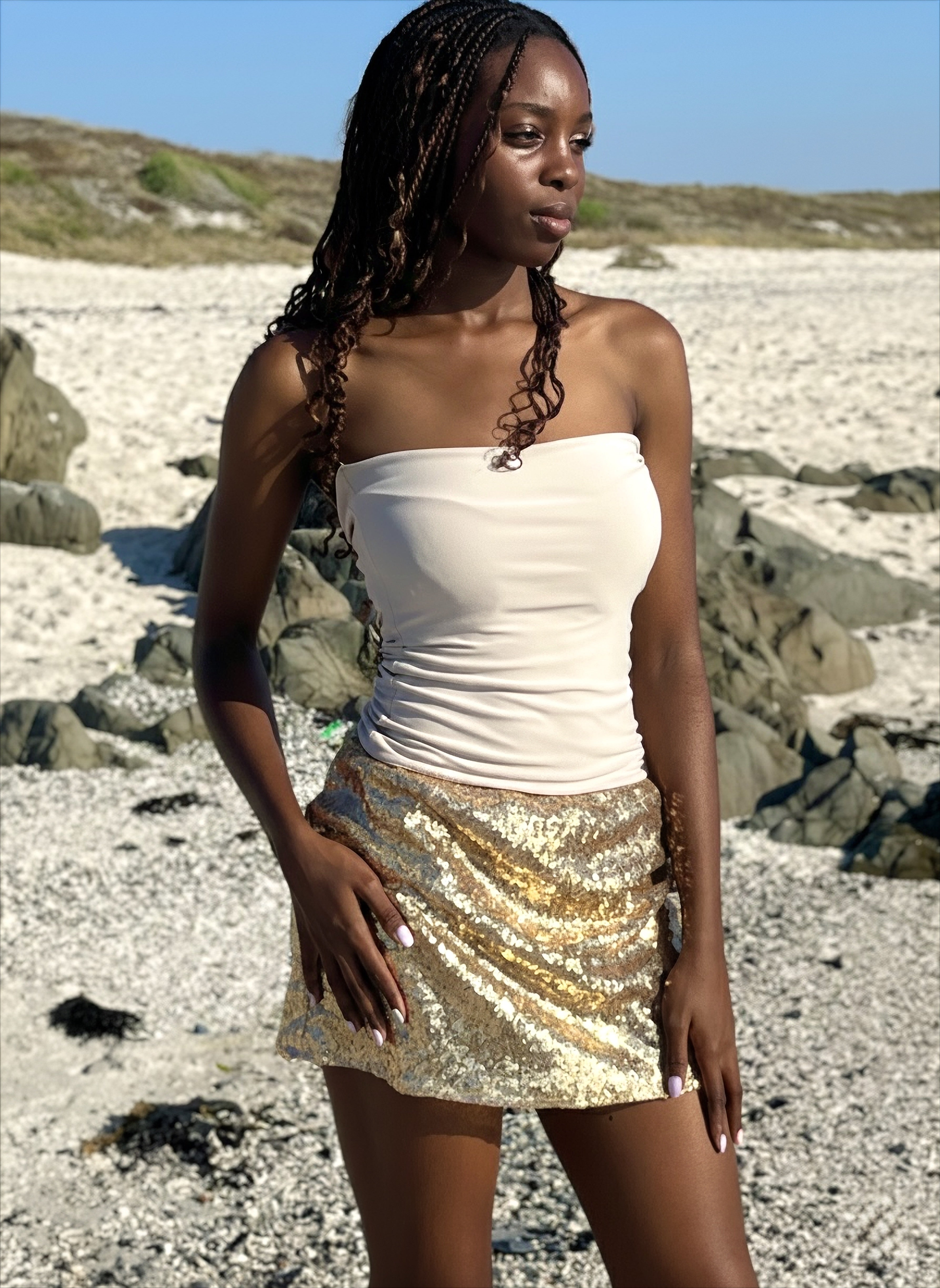 Mini sequin skirt in gold