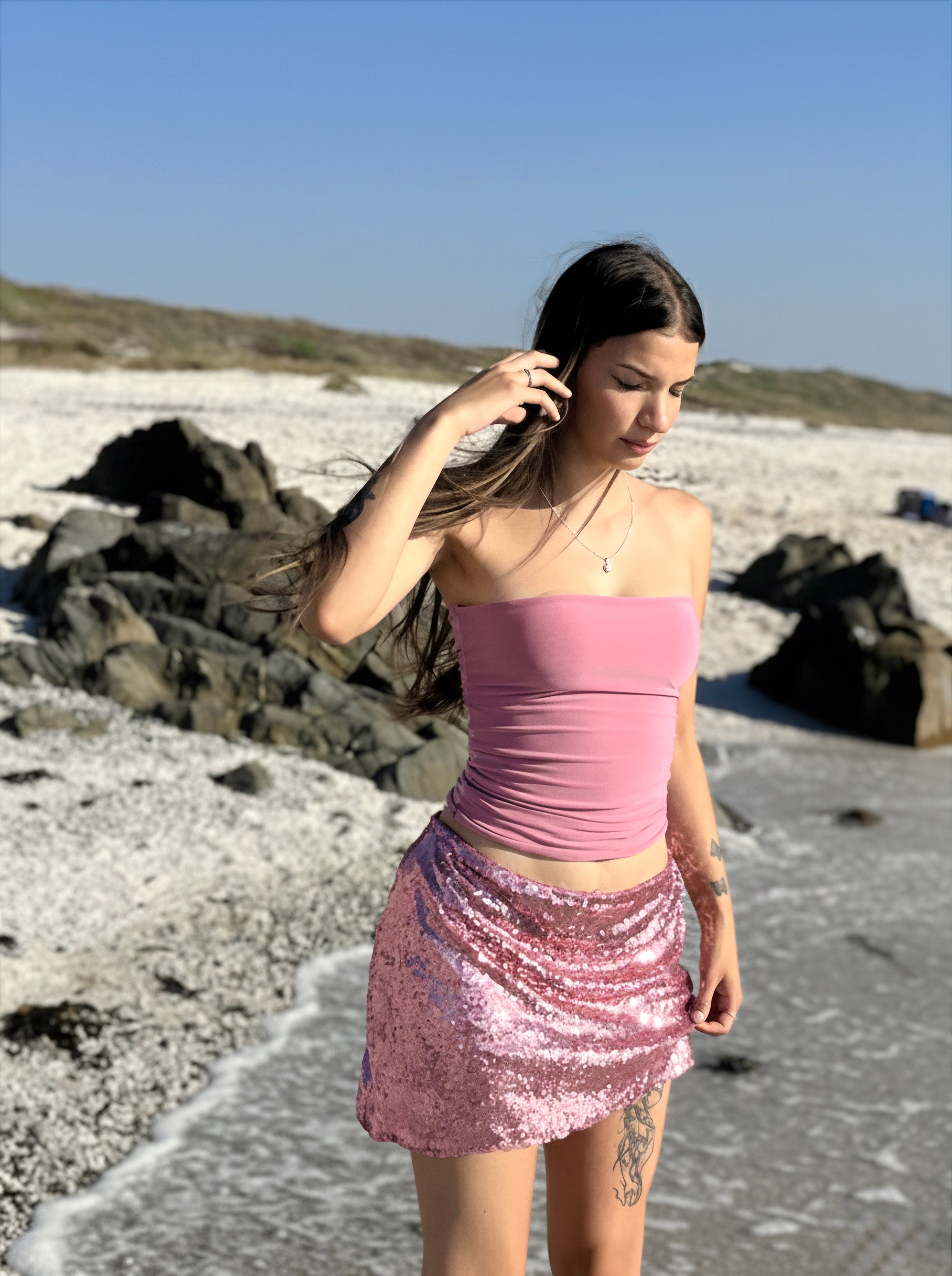 Mini sequin skirt in pink
