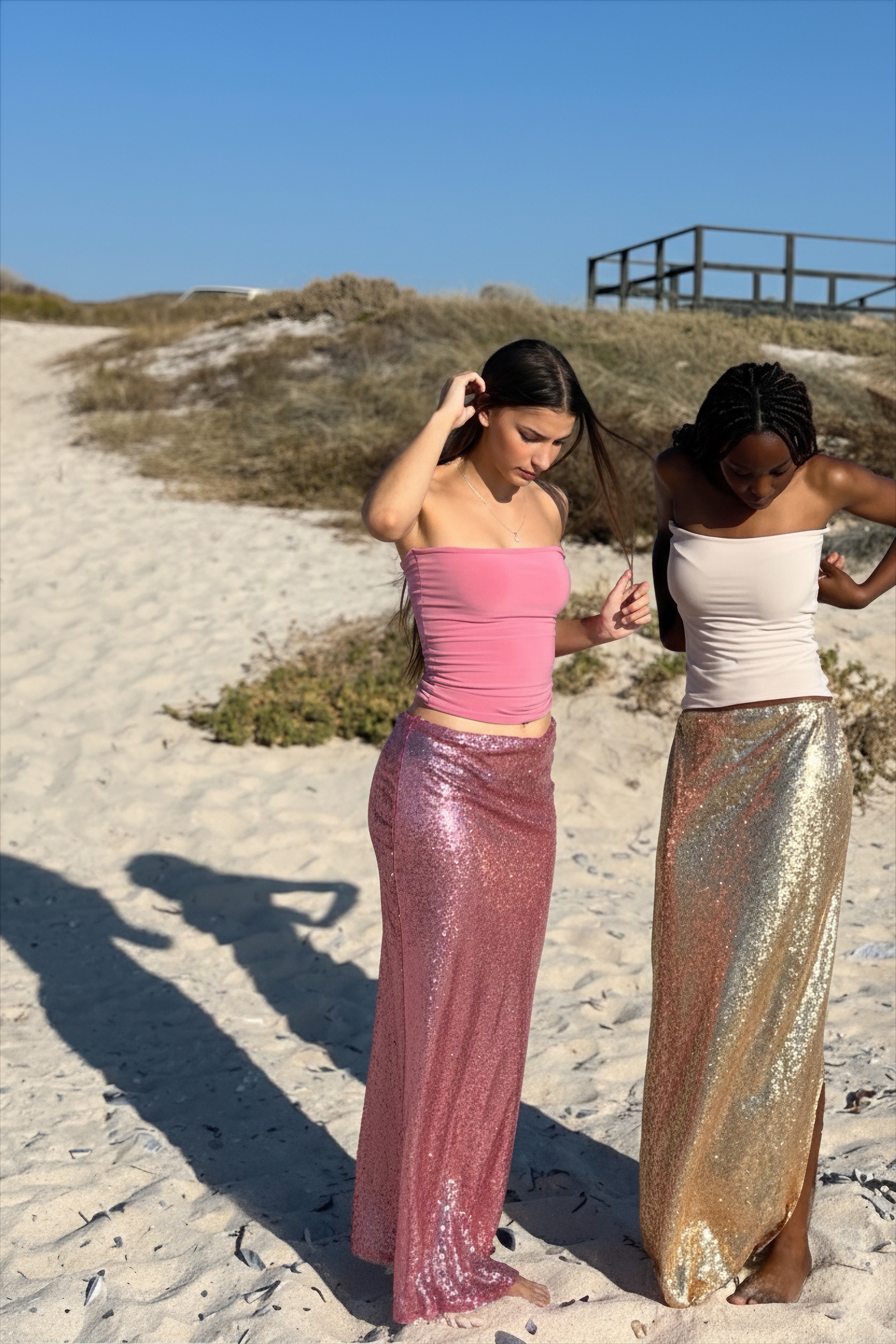 Maxi sequin skirt in gold