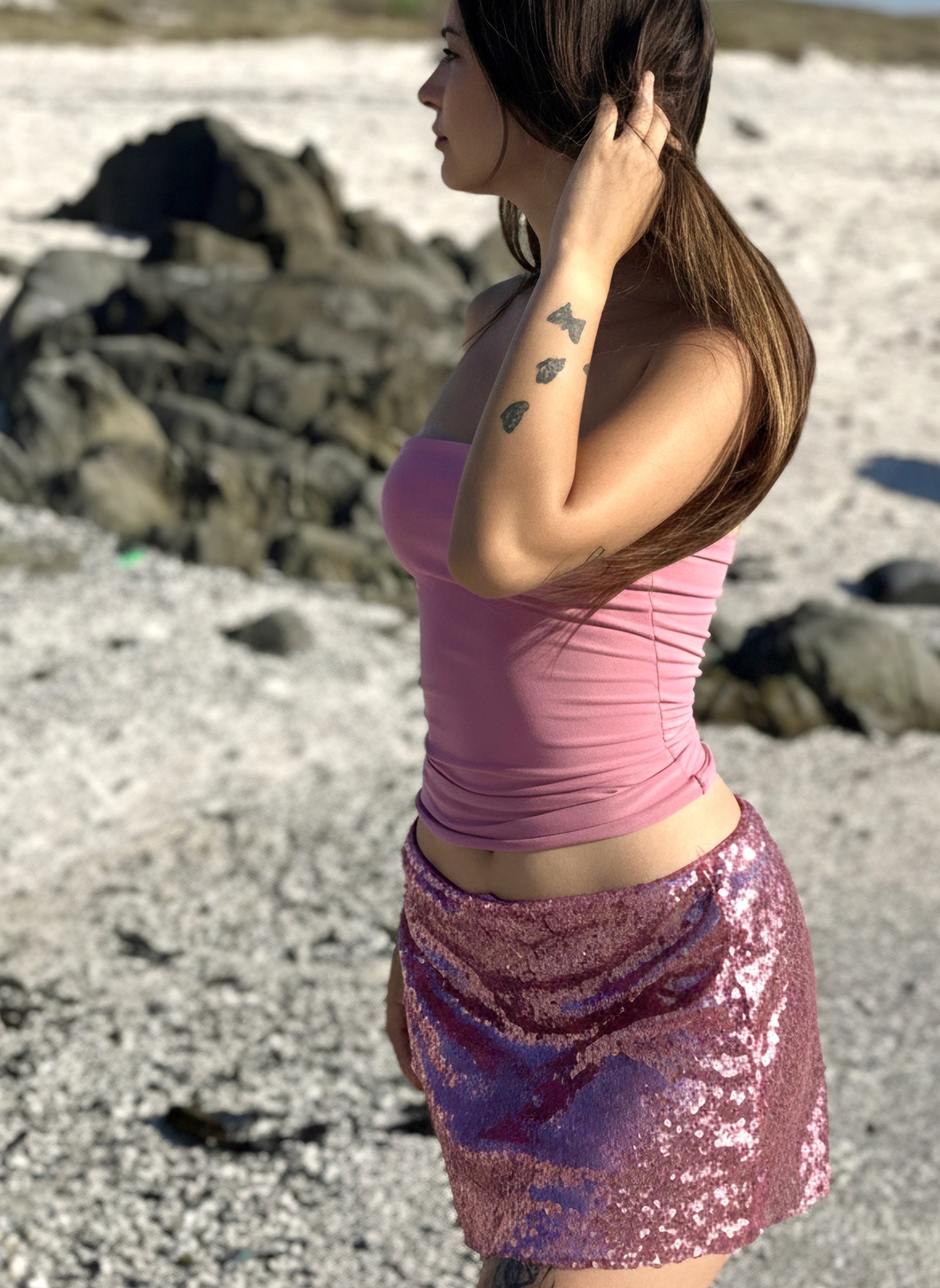 Mini sequin skirt in pink
